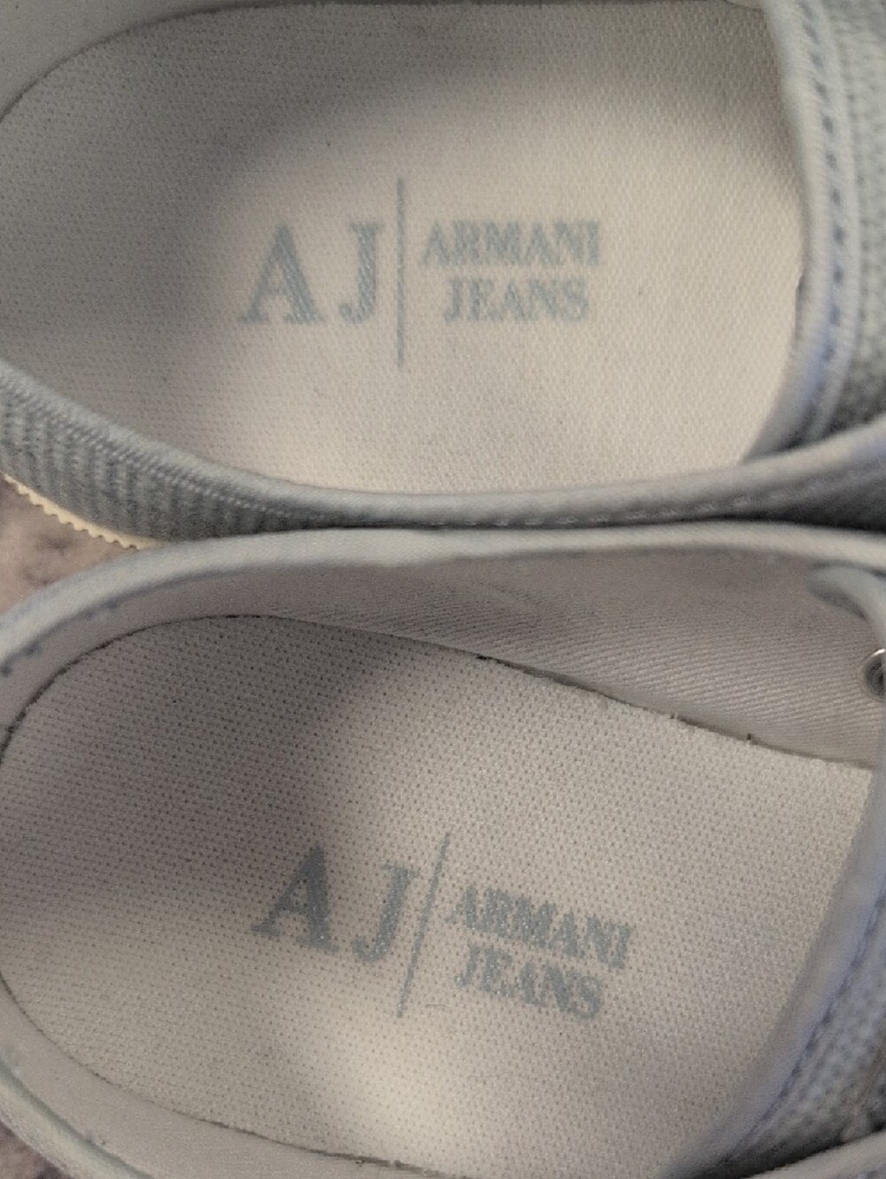 Armani Jeans Light Blue Canvas Slip-On Sneakers - Picture 2 of 11